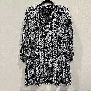 Next Women's Maternity Floral Tunic Dress Button Down Black & White Colors sz M